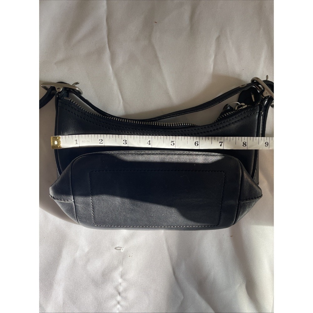 COACH Old 9844 Vintage Black Demi Baguette Leather Mini Hobo Bag Silver Hardware - Picture 13 of 14